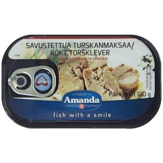 Amanda savustettua turskanmaksaa 120 g kalorit ja ravintosisältö - 402 kcal