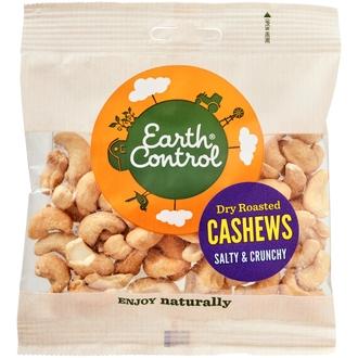 Earth Control Kuivapaahdetut ja suolatut cashewpähkinät 70g kalorit ja ravintosisältö