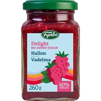 Fynbo Delight vadelmahillo - vähemmän sokeria 260g kalorit ja ravintosisältö