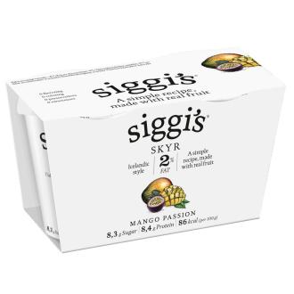 Siggi's Skyr mango-passionhedelmä 2x140g kalorit ja ravintosisältö - 88 kcal