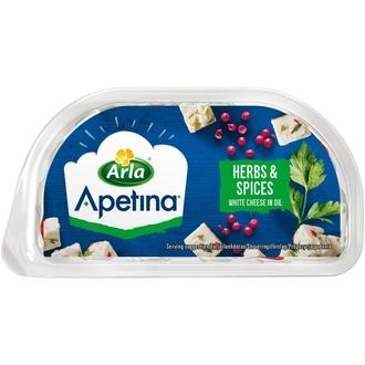 Arla Apetina 100/80g snack salaattijuusto kuutioina ja yrttejä öljymarinadissa. kalorit ja ravintosisältö