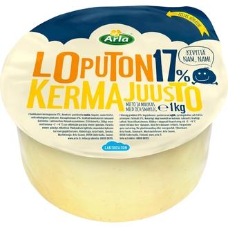 Arla Tolkuttomat Juustot Loputon 1 kg 17% kermajuusto kalorit ja ravintosisältö