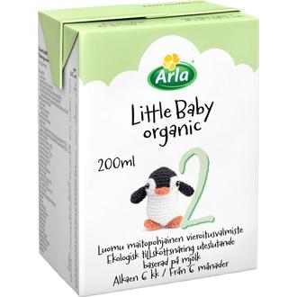 Arla Little Baby Luomu 2 200 ml maitopohjainen vieroitusvalmiste käyttövalmis UHT kalorit ja ravintosisältö
