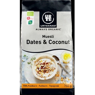 Urtekram taateli kookosmysli 750g luomu kalorit ja ravintosisältö - 370 kcal