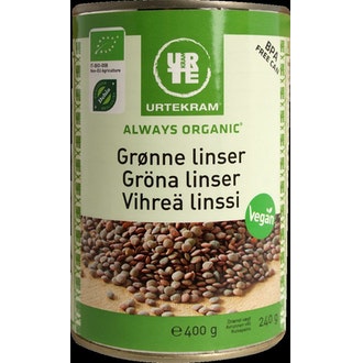 Urtekram vihreä linssi 400g/240g luomu kalorit ja ravintosisältö
