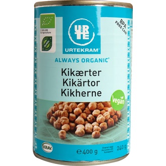 Urtekram kikherne 400g/240g luomu kalorit ja ravintosisältö - 117 kcal