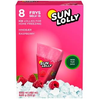 Sun Lolly 8x60ml/65g Pakasta itse mehujää Vadelma kalorit ja ravintosisältö