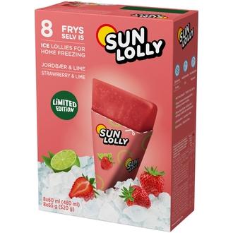 Sun Lolly 8x60ml/65g Pakasta itse mehujää Mansikka-Lime kalorit ja ravintosisältö