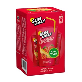 Sun Lolly smoothie 4x180ml mansikka-banaani kalorit ja ravintosisältö