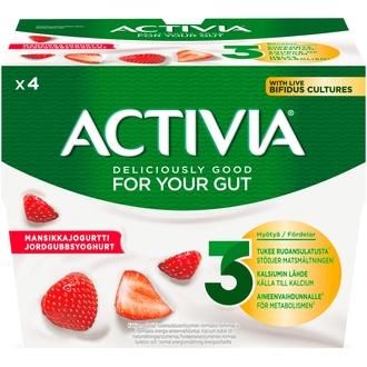 Danone Activia Mansikkajogurtti 4x125g kalorit ja ravintosisältö - 89 kcal