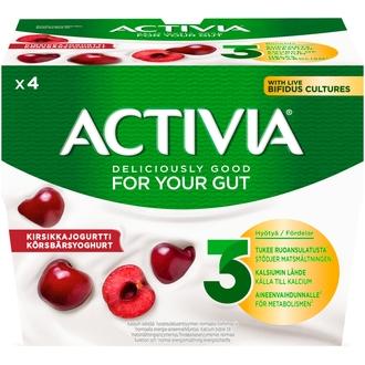Danone Activia Kirsikkajogurtti 4x125g kalorit ja ravintosisältö