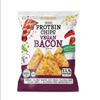 Popcrop Vegan Bacon Protein grain chips 60g kalorit ja ravintosisältö