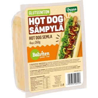 Balviten Gluteeniton hot dog sämpylä 4kpl/260g kalorit ja ravintosisältö - 258 kcal