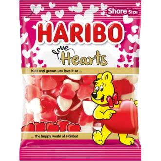 HARIBO Love Hearts 160 g karkkipussi kalorit ja ravintosisältö