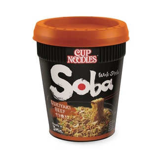 Nissin Soba Cup Nuudeleita yakisobakastikkeessa Sukiyaki beef 89g kalorit ja ravintosisältö