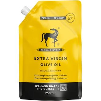 Terra Delyssa Ekstra-neitsytoliiviöljy 750ml refill kalorit ja ravintosisältö