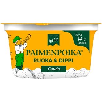 Kuusamon Juusto Paimenpoika Ruoka & Dippi sulatejuusto gouda 14% 200 g kalorit ja ravintosisältö