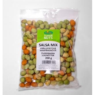 Supernuts, Salsamix päällystettyjä maapähkinöitä 200g kalorit ja ravintosisältö - 538 kcal
