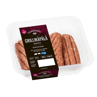 Tamminen Grillikäpälä maustettu jauhelihapihvi 4kpl/320g kalorit ja ravintosisältö - 218 kcal