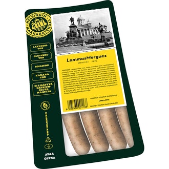 Helsingin Makkaratehdas LammasMerquez 240g lisäaineeton kalorit ja ravintosisältö