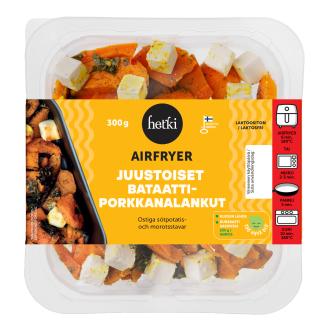 Hetki Airfryer juustoiset bataatti-porkkanalankut 300g kalorit ja ravintosisältö - 148 kcal