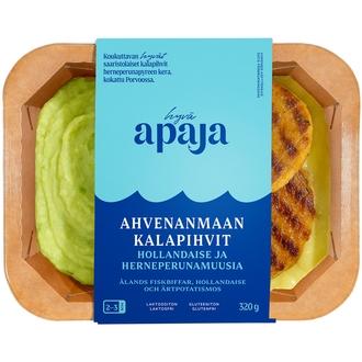 Hyvä Apaja Ahvenanmaan kalapihvit, hollandaise ja herneperunamuusia 320g kalorit ja ravintosisältö
