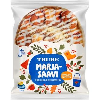 Trube Marjasaavi Puolukka-kinuskiboston 350g puolukka-kinuskitäytteinen bostonpulla kalorit ja ravintosisältö - 309 kcal