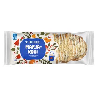 Trube Marjakori Mustikka-vaniljatäytepitko 350g mustikka-vaniljatäytteinen pullapitko kalorit ja ravintosisältö - 322 kcal