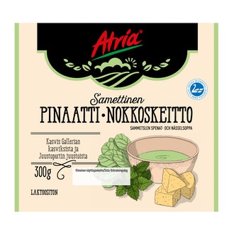 Atria Samettinen pinaatti-nokkoskeitto 300g kalorit ja ravintosisältö - 75 kcal