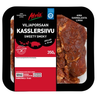 Atria Viljaporsaan Kasslersiivu Sweety Smoky 350g kalorit ja ravintosisältö - 196 kcal