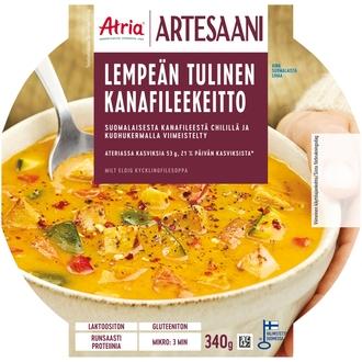 Atria Artesaani Lempeän Tulinen Kanafileekeitto 340g kalorit ja ravintosisältö - 82 kcal