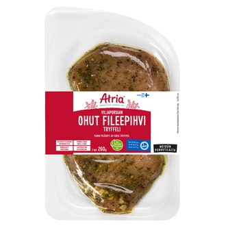 Atria Viljaporsaan Ohut Fileepihvi Tryffeli 260g kalorit ja ravintosisältö - 152 kcal