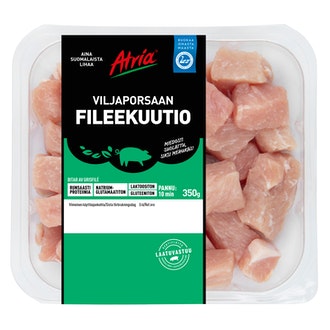 Atria Mehevä Rustiikkikuutio Viljaporsaan fileestä 350g kalorit ja ravintosisältö - 125 kcal