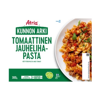 Atria Kunnon Arki Tomaattinen Jauhelihapasta 300g kalorit ja ravintosisältö