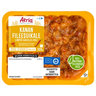 Atria Perhetilan 300g lempeä guajillo-chili kanan fileesuikale kalorit ja ravintosisältö