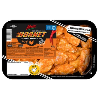 Atria perhetilan kana hornet extra hot marinoitu siipi 900g kalorit ja ravintosisältö - 195 kcal