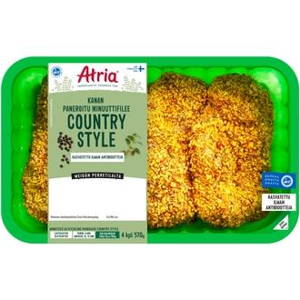 Atria Kanan Paneroitu Minuuttifilee Country Style 570g kalorit ja ravintosisältö - 112 kcal