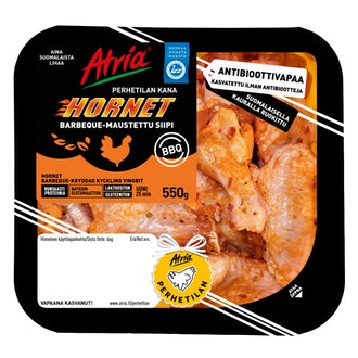 Atria perhetilan kana hornet barbeque-maustettu siipi 550g kalorit ja ravintosisältö