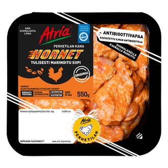 Atria perhetilan kana hornet tulisesti marinoitu siipi 550g kalorit ja ravintosisältö