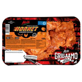 Atria Perhetilan Hornet 1500g habanero kanan chilsiipi kalorit ja ravintosisältö - 198 kcal