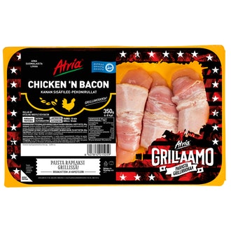 Atria 350g kanan sisäfilee-pekonirullat kalorit ja ravintosisältö