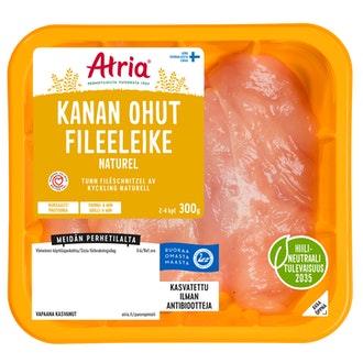 Atria Kanan Ohut Fileeleike Naturel 300g kalorit ja ravintosisältö