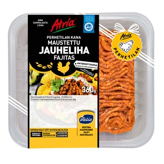 Atria Perhetilan Kana Maustettu Jauheliha Fajitas 360g kalorit ja ravintosisältö - 141 kcal