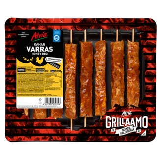 Atria 1000g Honey BBQ Kanan varras kalorit ja ravintosisältö - 135 kcal