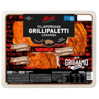 Atria viljaporsaan grillipaletti caramba 1000g kalorit ja ravintosisältö - 169 kcal