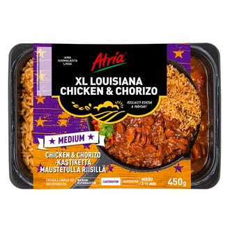 Atria XL chicken & chorizo 450g kalorit ja ravintosisältö - 126 kcal