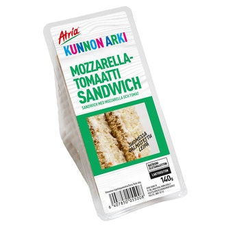 Atria kunnon arki mozzarella-tomaatti sandwich 140g kalorit ja ravintosisältö - 280 kcal