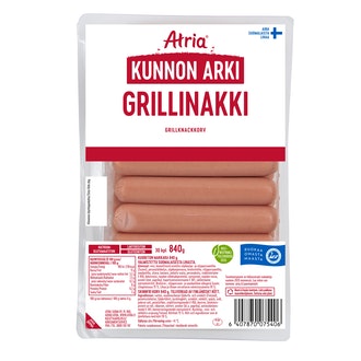 Atria kunnon arki grillinakki 840g kalorit ja ravintosisältö - 218 kcal