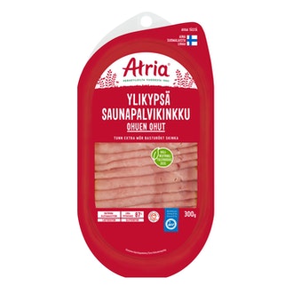 Atria Ohuen Ohut Ylikypsä Saunapalvikinkku 300g kalorit ja ravintosisältö - 106 kcal