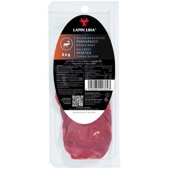 Lapin Liha Ohuen ohut kylmäsavustettu poronpaisti 80 g kalorit ja ravintosisältö